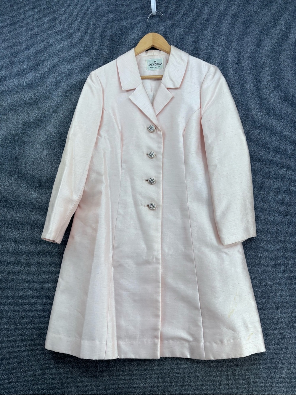 VTG Jack Bryan Light Pink Jackie O Mod Glam Princesscore Silk Coat Size S